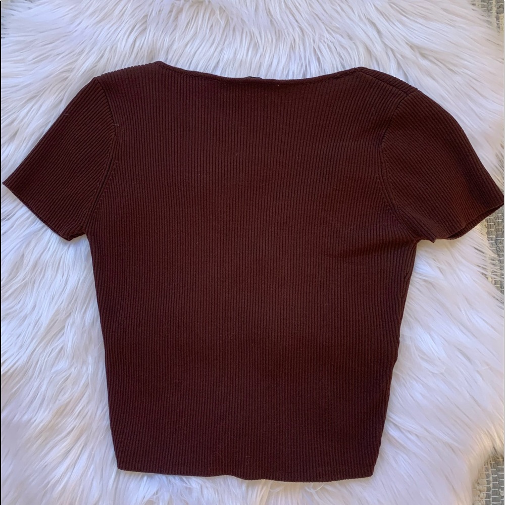 Zara Knit Ribbed Wrap Top - Picture 4 of 8